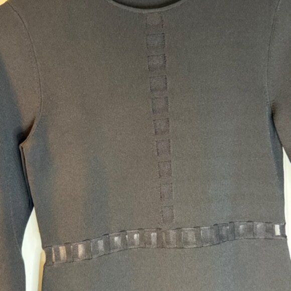 Reiss Sage ladder trim black knit long sleeve dress, size M NWT - Picture 5 of 7